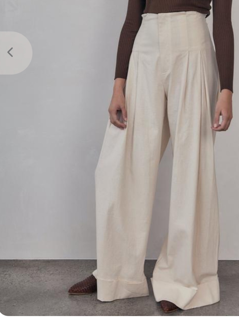 St. Agni Cream Linen Wide Leg Pleated Pants M - Picture 10 of 10